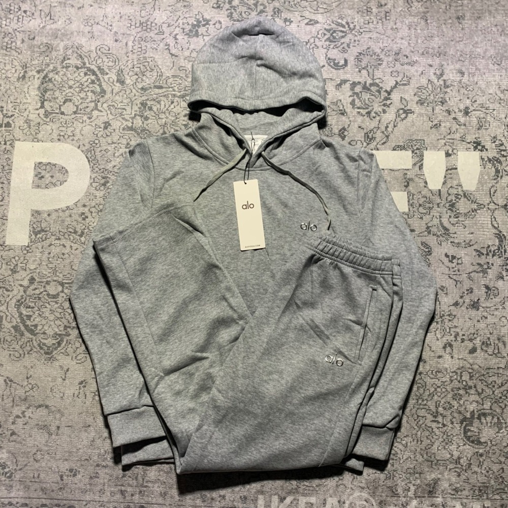Alo Yoga Accolade Hoodie Sweatpants Set Small Grey New NWT